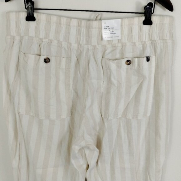 Denver Hayes Hi-Rise Wide Leg Crop Pants 14 Beige Stripes Linen Blend - Picture 11 of 11